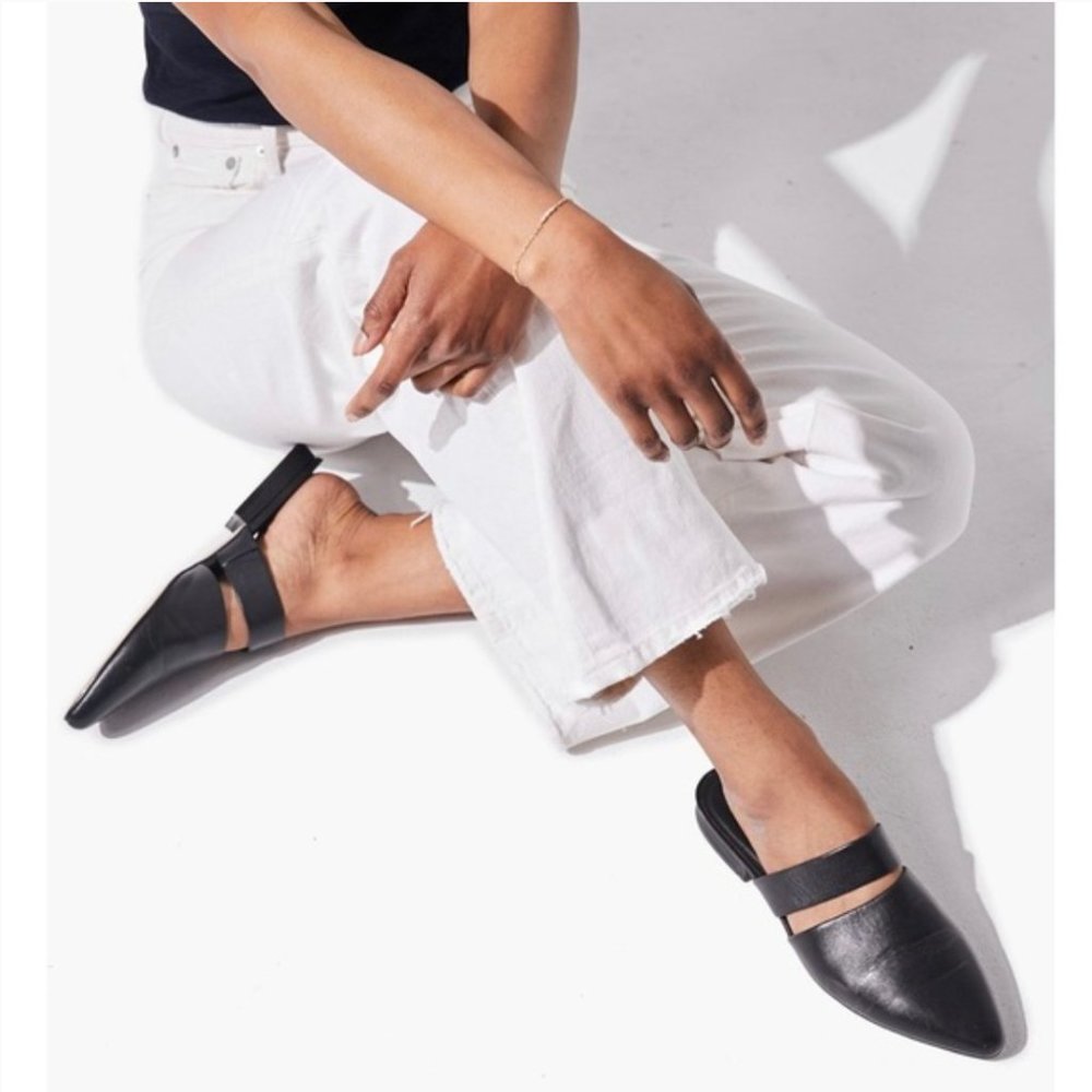 ABLE Black Leather Joselyne Mule Slides
